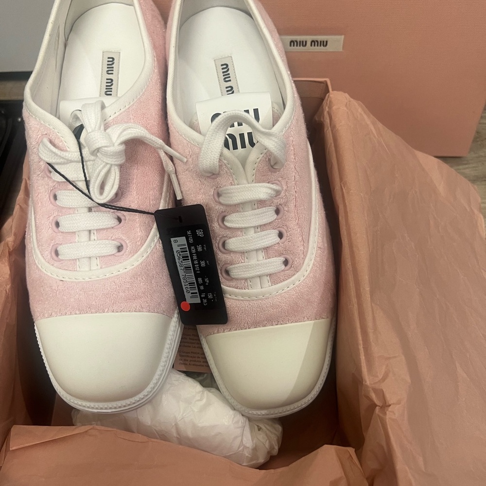 Miu Miu Pink and White Sneakers Low-Top Casual shoes brand new with tags